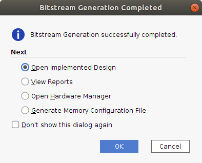 Implementation complete and Bitstream generation completed